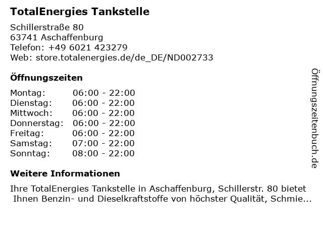 TotalEnergies Tankstelle in Aschaffenburg: Adresse und Öffnungszeiten