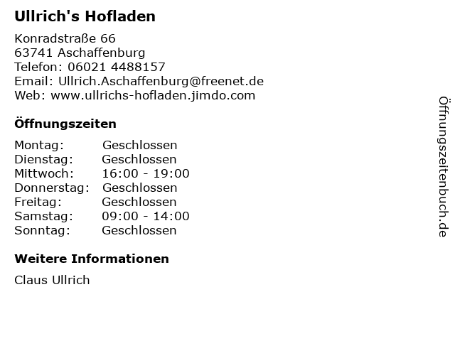 Ullrich's Hofladen in Aschaffenburg: Adresse und Öffnungszeiten