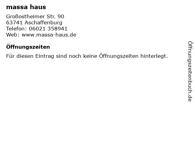 ᐅ Offnungszeiten Massa Haus Grossostheimer Str 90 In