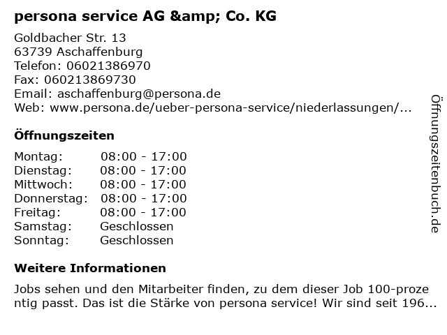 persona service AG & Co. KG in Aschaffenburg: Adresse und Öffnungszeiten