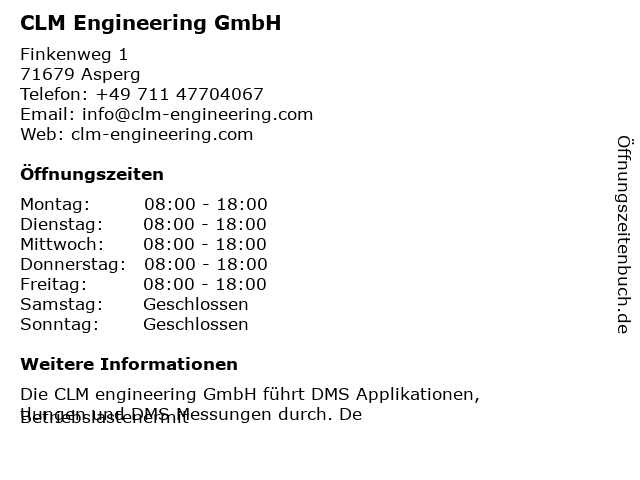 CLM Engineering GmbH in Asperg: Adresse und Öffnungszeiten
