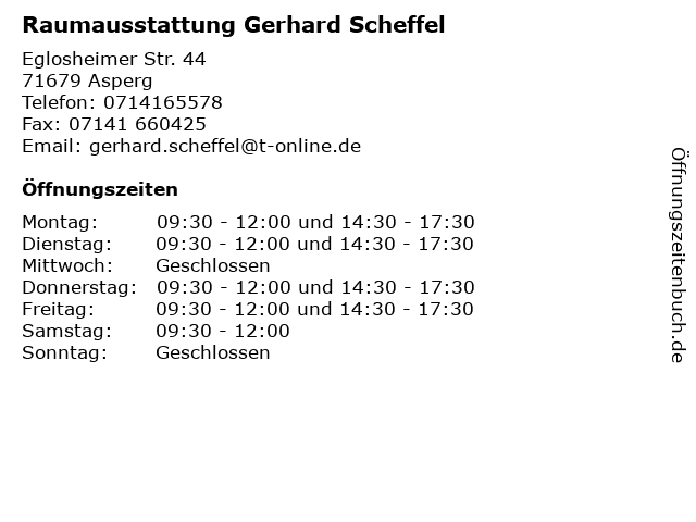 Raumausstattung Gerhard Scheffel in Asperg: Adresse und Öffnungszeiten