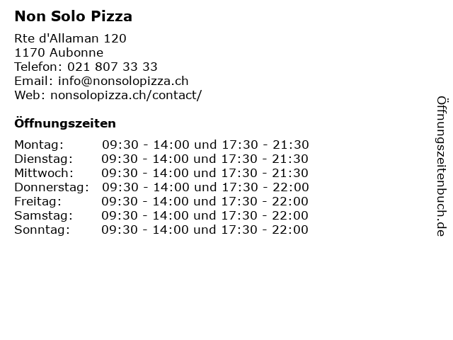 Non Solo Pizza in Aubonne: Adresse und Öffnungszeiten