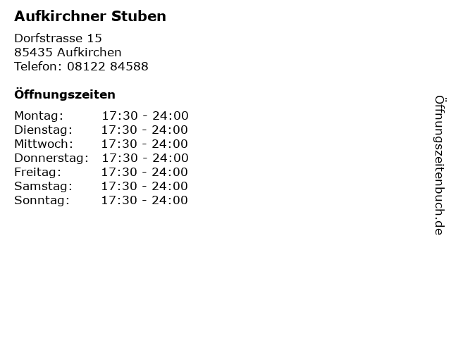 Aufkirchner Stuben in Aufkirchen: Adresse und Öffnungszeiten