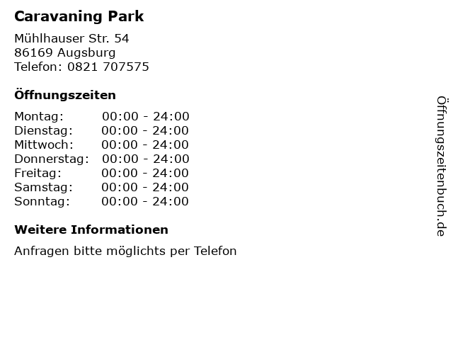 Caravaning Park in Augsburg: Adresse und Öffnungszeiten
