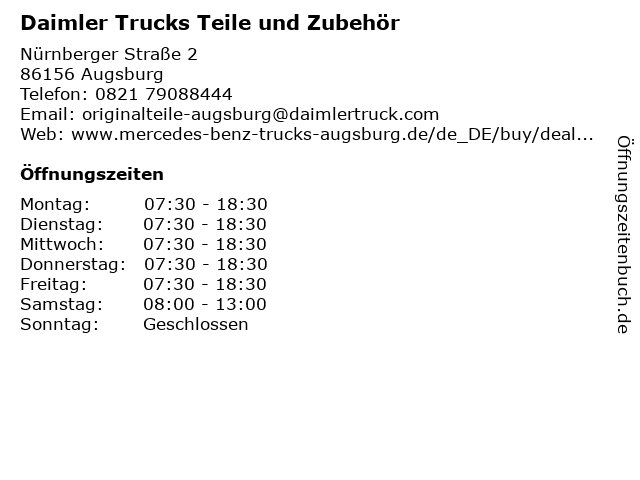 Daimler Trucks Teile und Zubehör in Augsburg: Adresse und Öffnungszeiten