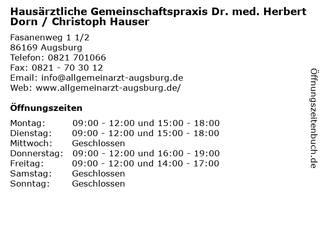ᐅ Offnungszeiten Hausarztliche Gemeinschaftspraxis Dr Med