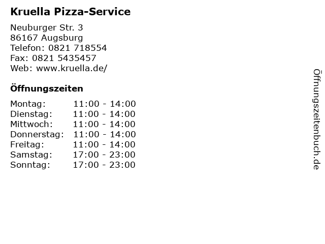 Kruella Pizza-Service in Augsburg: Adresse und Öffnungszeiten