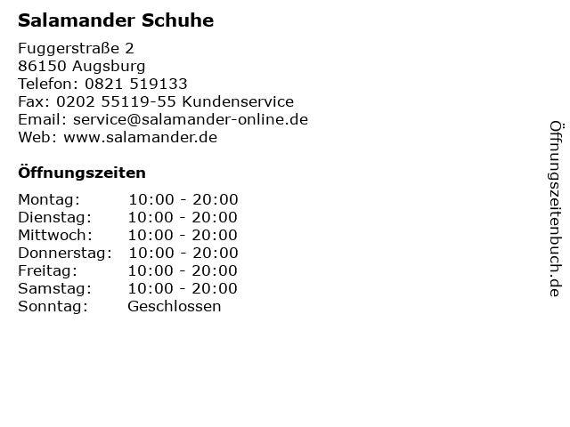 Salamander Schuhe in Augsburg: Adresse und Öffnungszeiten