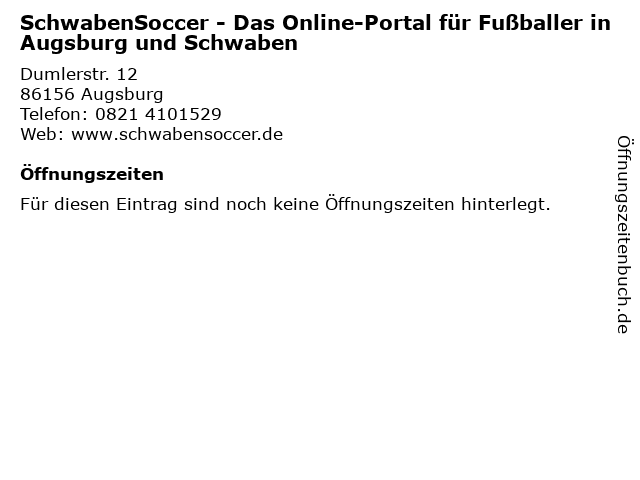 SchwabenSoccer - Das Online-Portal für Fußballer in Augsburg und Schwaben in Augsburg: Adresse und Öffnungszeiten