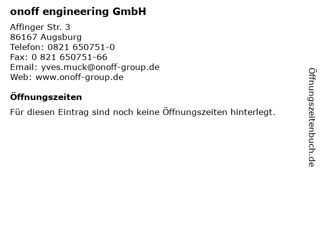 onoff engineering GmbH in Augsburg: Adresse und Öffnungszeiten