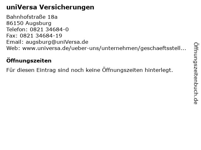 uniVersa Versicherungen in Augsburg: Adresse und Öffnungszeiten