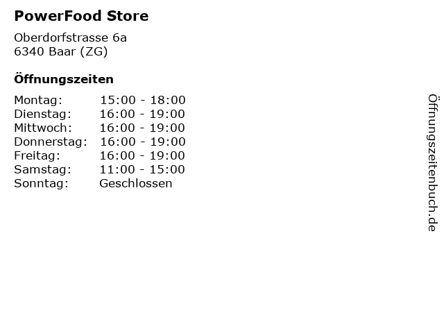 PowerFood Store in Baar (ZG): Adresse und Öffnungszeiten