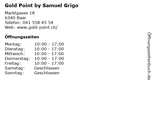 Gold Point by Samuel Grigo in Baar: Adresse und Öffnungszeiten