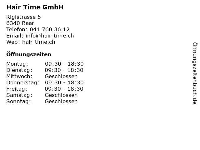 Hair Time GmbH in Baar: Adresse und Öffnungszeiten