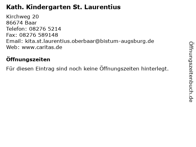 Kath. Kindergarten St. Laurentius in Baar: Adresse und Öffnungszeiten