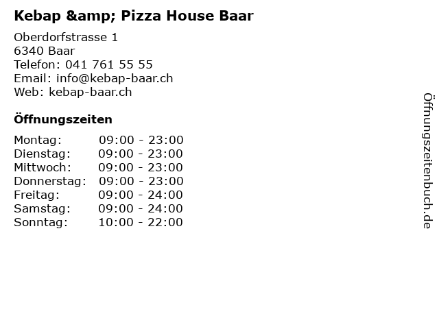 Kebap & Pizza House Baar in Baar: Adresse und Öffnungszeiten