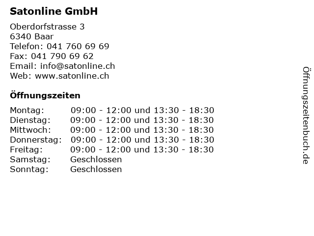 Satonline GmbH in Baar: Adresse und Öffnungszeiten