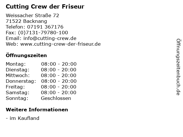 Cutting Crew der Friseur in Backnang: Adresse und Öffnungszeiten