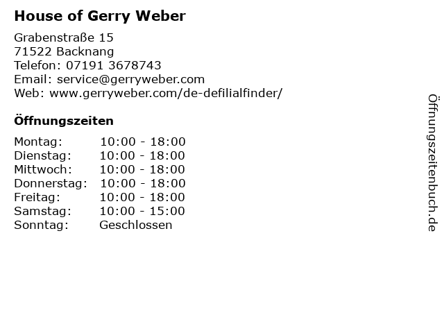 House of Gerry Weber in Backnang: Adresse und Öffnungszeiten