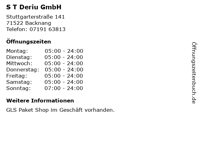 S T Deriu GmbH in Backnang: Adresse und Öffnungszeiten