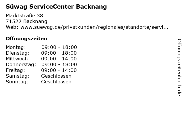 Süwag ServiceCenter Backnang in Backnang: Adresse und Öffnungszeiten