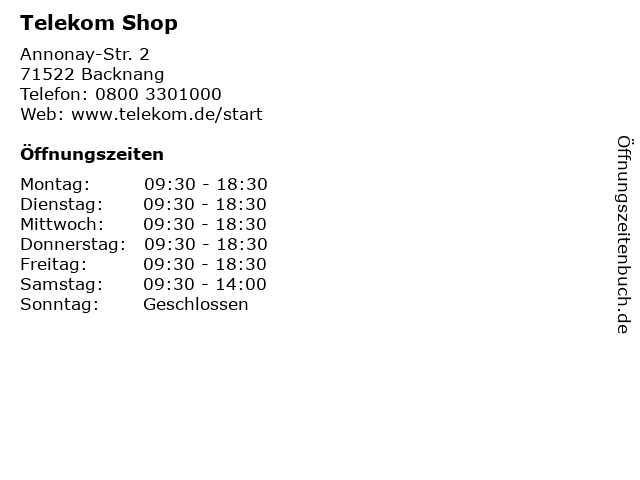 Telekom Shop in Backnang: Adresse und Öffnungszeiten