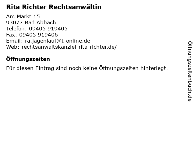 Rita Richter Rechtsanwältin in Bad Abbach: Adresse und Öffnungszeiten