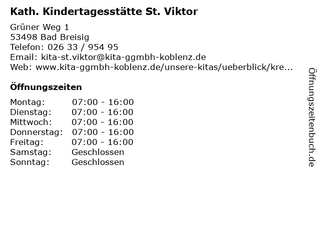 Kath. Kindertagesstätte St. Viktor in Bad Breisig: Adresse und Öffnungszeiten