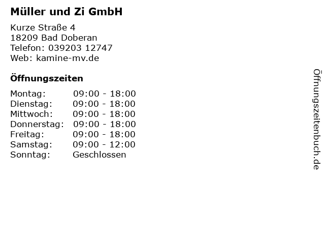 Müller und Zi GmbH in Bad Doberan: Adresse und Öffnungszeiten