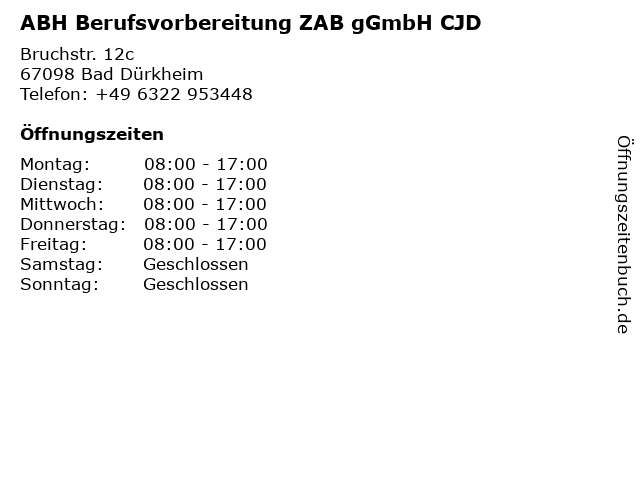 ABH Berufsvorbereitung ZAB gGmbH CJD in Bad Dürkheim: Adresse und Öffnungszeiten