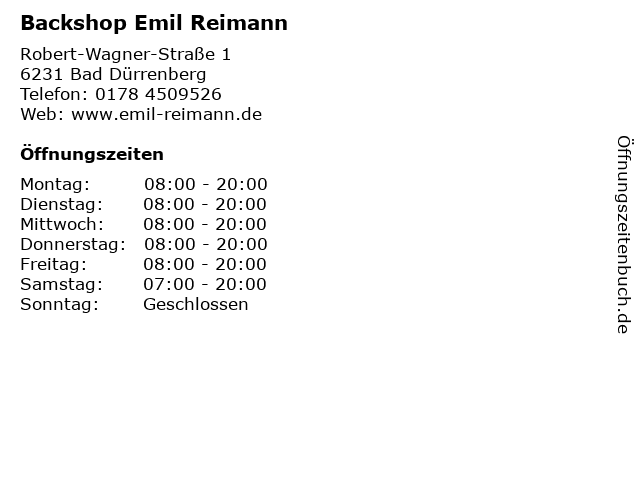 Backshop Emil Reimann in Bad Dürrenberg: Adresse und Öffnungszeiten