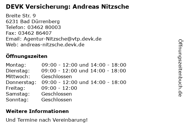 DEVK Versicherung: Andreas Nitzsche in Bad Dürrenberg: Adresse und Öffnungszeiten
