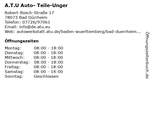 A.T.U in Bad Dürrheim: Adresse und Öffnungszeiten