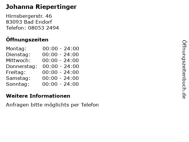 Johanna Riepertinger in Bad Endorf: Adresse und Öffnungszeiten