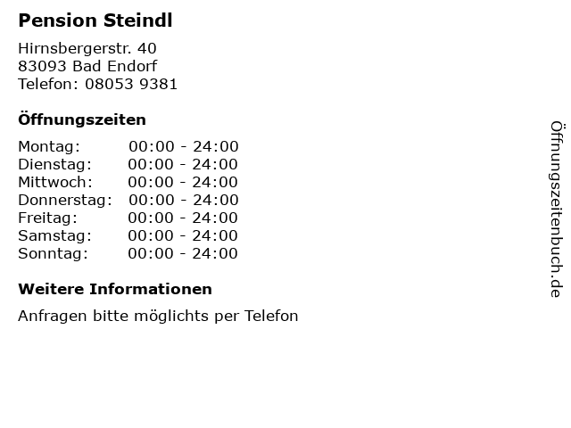 Pension Steindl in Bad Endorf: Adresse und Öffnungszeiten