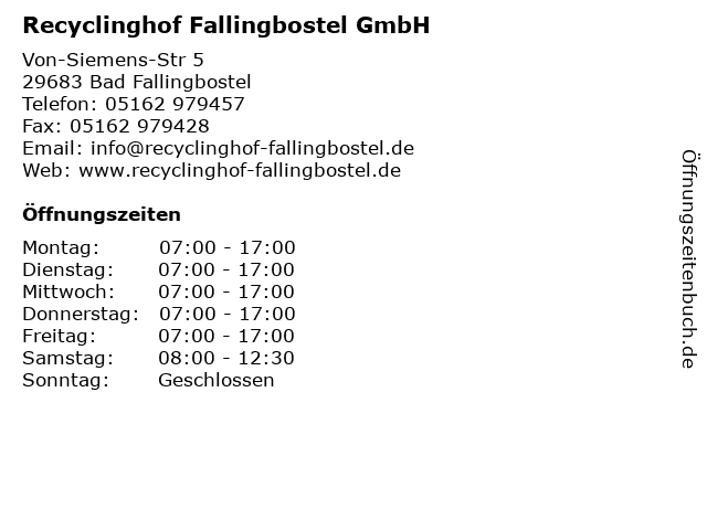 Recyclinghof Fallingbostel GmbH in Bad Fallingbostel: Adresse und Öffnungszeiten