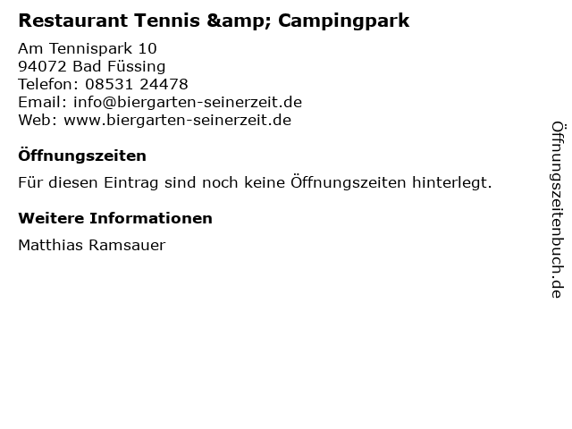 Restaurant Tennis & Campingpark in Bad Füssing: Adresse und Öffnungszeiten
