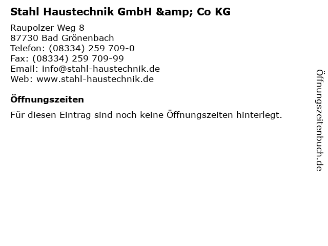 Stahl Haustechnik GmbH & Co KG in Bad Grönenbach: Adresse und Öffnungszeiten