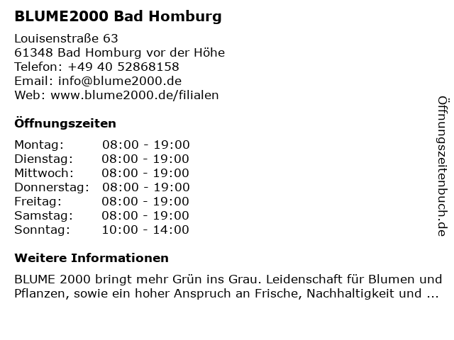 ᐅ Öffnungszeiten „Blume 2000“ Louisenstraße 63 in Bad Homburg vor der