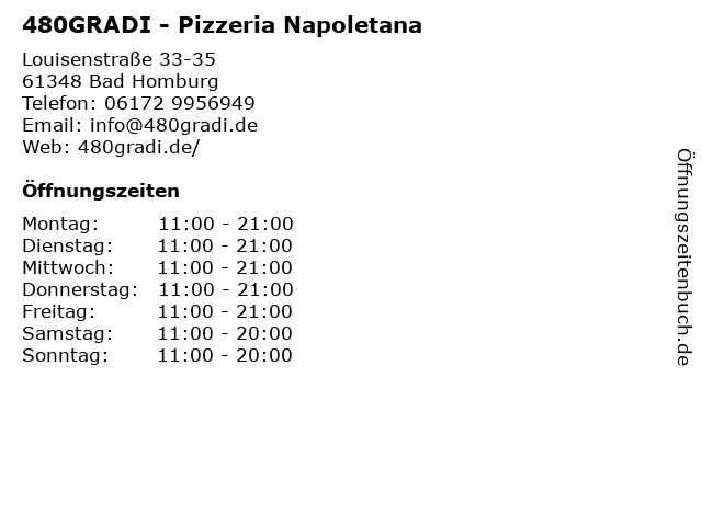 480GRADI - Pizzeria Napoletana in Bad Homburg: Adresse und Öffnungszeiten