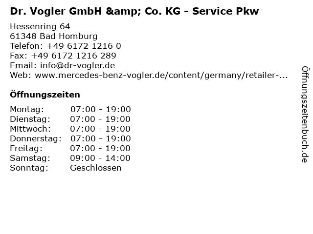 Dr. Vogler GmbH & Co. KG - Service Pkw in Bad Homburg: Adresse und Öffnungszeiten