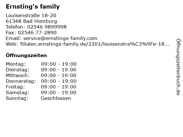 Ernsting's family in Bad Homburg: Adresse und Öffnungszeiten