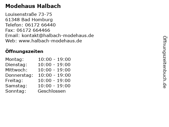 Modehaus Halbach in Bad Homburg: Adresse und Öffnungszeiten