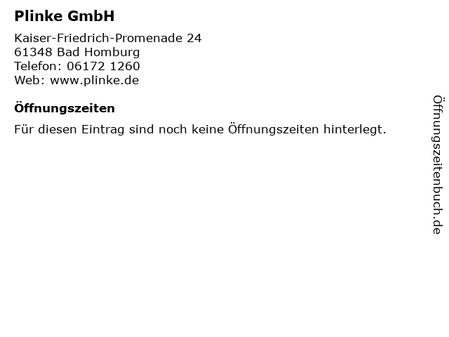 Plinke GmbH in Bad Homburg: Adresse und Öffnungszeiten