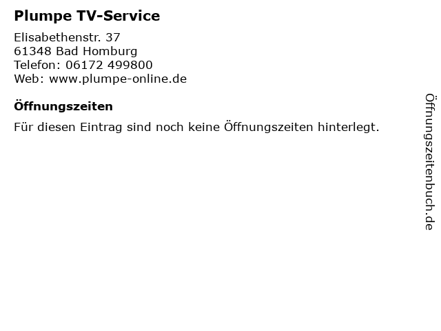 Plumpe TV-Service in Bad Homburg: Adresse und Öffnungszeiten