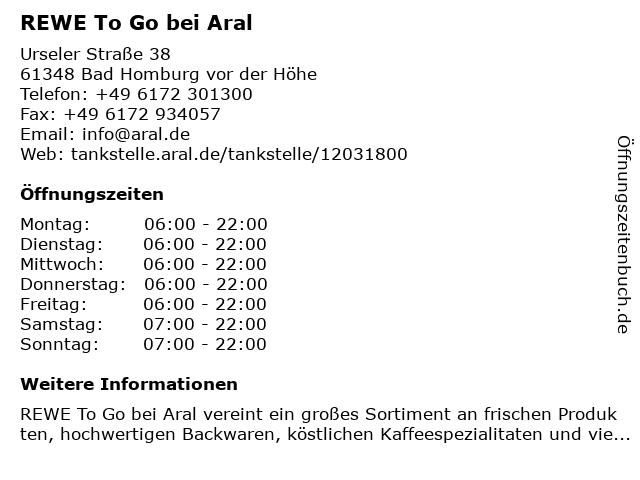 REWE To Go in Bad Homburg: Adresse und Öffnungszeiten