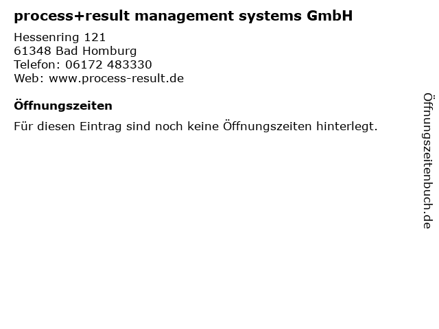 process+result management systems GmbH in Bad Homburg: Adresse und Öffnungszeiten