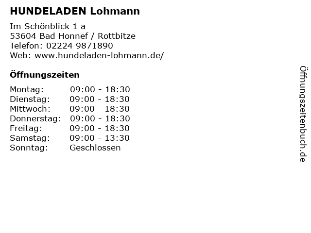 HUNDELADEN Lohmann in Bad Honnef / Rottbitze: Adresse und Öffnungszeiten
