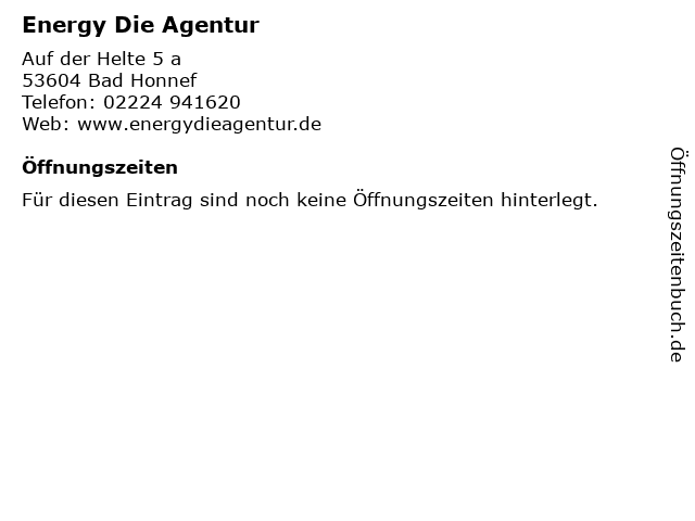 Energy Die Agentur in Bad Honnef: Adresse und Öffnungszeiten